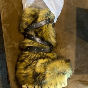 Dolls Kill CLUB EXX FAUX FUR PLATFORM BOOTS